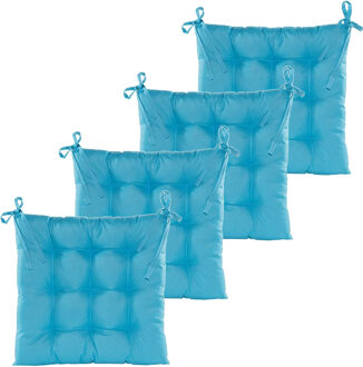 Anna's Collection Stoelkussen gewatteerd - 6x - licht blauw - 38 x 38 cm - binnen/buiten