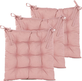 Anna's Collection Stoelkussen gewatteerd - 6x - oud roze - 38 x 38 cm - binnen/buiten