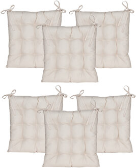 Anna's Collection Stoelkussen gewatteerd - 6x - zand/beige - 38 x 38 cm - binnen/buiten