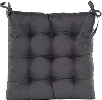 Anna's Collection Stoelkussen - gewatteerd - antraciet - 38x38cm - binnen/buiten