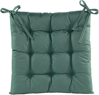 Anna's Collection Stoelkussen - gewatteerd - donker groen - 38x38cm - binnen/buiten