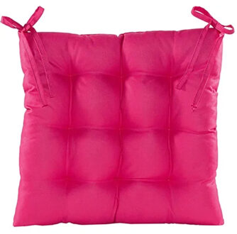 Anna's Collection Stoelkussen - gewatteerd - fuchsia roze - 38x38cm - binnen/buiten