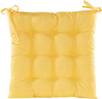 Anna's Collection Stoelkussen - gewatteerd - geel - 38x38 cm - binnen/buiten