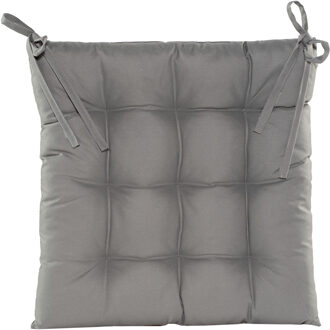Anna's Collection Stoelkussen - gewatteerd - grijs - 38x38cm - binnen/buiten