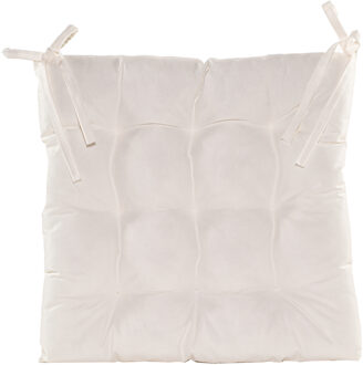 Anna's Collection Stoelkussen - gewatteerd - ivoor - 38x38 cm - binnen/buiten