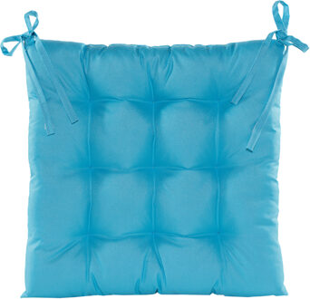 Anna's Collection Stoelkussen - gewatteerd - lichtblauw - 38x38cm - binnen/buiten