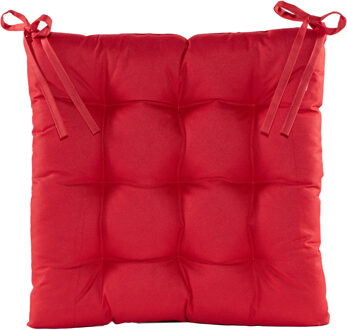 Anna's Collection Stoelkussen - gewatteerd - rood - 38x38cm - binnen/buiten