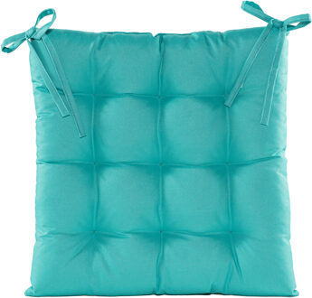 Anna's Collection Stoelkussen - gewatteerd - turquoise blauw - 38x38 cm - binnen/buiten