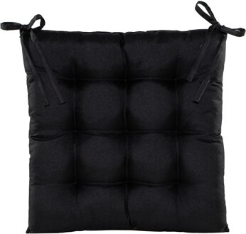 Anna's Collection Stoelkussen - gewatteerd - zwart - 38x38cm - binnen/buiten