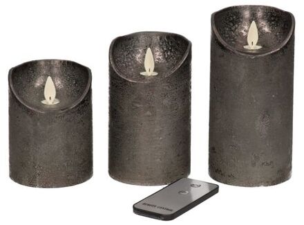 Anna's Collection Stompkaars - 3 stuks - antraciet - LED kaarsen Grijs