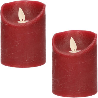 Anna's Collection Stompkaars - 3x - LED - bordeaux rood - H10 cm - bewegende vlam - kaars