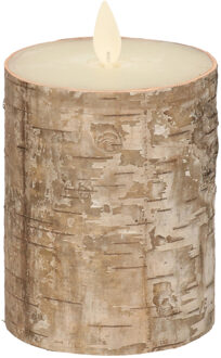 Anna's Collection Stompkaars - LED - berkenhout bruin - H10 cm - bewegende vlam - kaars