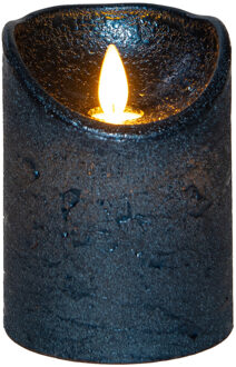 Anna's Collection Stompkaars - LED - metallic blauw - H10 cm - bewegende vlam - kaars