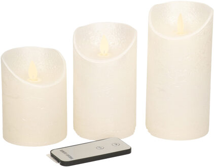Anna's Collection Stompkaarsen - 3x st - creme/parel wit - LED kaarsen - afstandsbediening