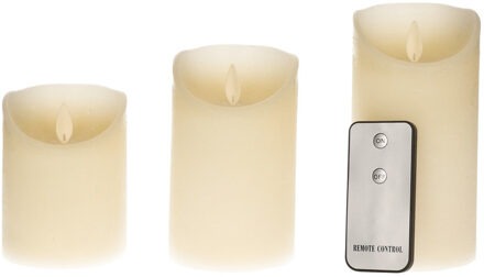 Anna's Collection Stompkaarsen - 3x st - ivoor - LED kaarsen - afstandsbediening Ivoorwit