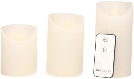 Anna's Collection Stompkaarsen - 3x st - wit - LED kaarsen - afstandsbediening