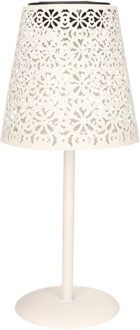 Anna's Collection Tafellamp buiten - D12 x H28 cm - wit - metaal - solar lantaarn