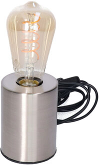 Anna's Collection Tafellamp Zilver - metaal- IP20 schakelaar - 7.5 x 7.5 x 10 cm - inclusief LED Retro lamp
