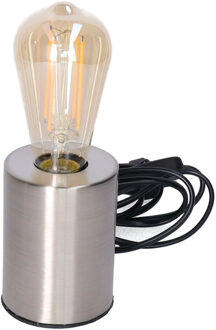 Anna's Collection Tafellamp Zilver - metaal- IP20 schakelaar - 7.5 x 7.5 x 10 cm - inclusief LED Retro lamp