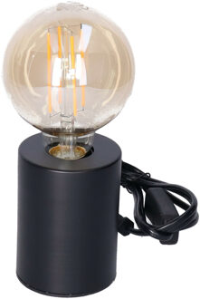 Anna's Collection Tafellamp Zwart - plastic - IP20 schakelaar - 7.5 x 7.5 x 10 cm - inclusief LED Retro lamp