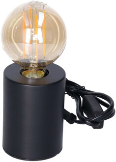 Anna's Collection Tafellamp Zwart - plastic - IP20 schakelaar - 7.5 x 7.5 x 10 cm - inclusief LED Retro lamp