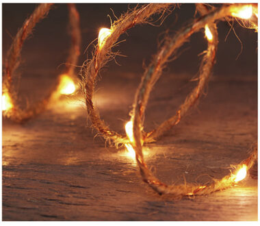Anna's Collection Touwverlichting lichtsnoeren- 2x - jute - warm wit - 200 cm - timer