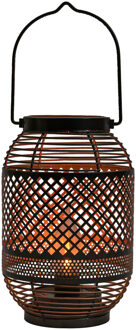 Anna's Collection Tuin lantaarn Meadox - Solar - zwart - D14 x H21 cm - vlam effect - LED buitenverlichting