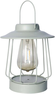 Anna's Collection Tuin lantaarn tafellamp - Solar - groen - D16 x H19 cm - LED buitenverlichting