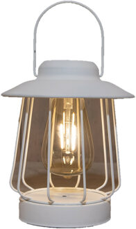 Anna's Collection Tuin lantaarn tafellamp - Solar - wit - D16 x H19 cm - LED buitenverlichting