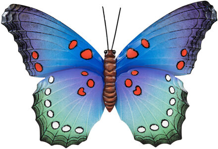 Anna's Collection Tuindecoratie vlinder van metaal blauw 48 cm - Tuinbeelden