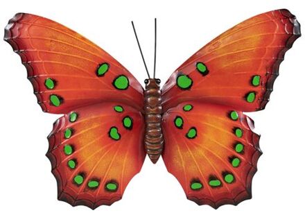 Anna's Collection Tuindecoratie vlinder van metaal oranje 48 cm - Tuinbeelden