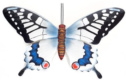 Anna's Collection Tuindecoratie vlinder van metaal zwart/blauw 48 cm Multi