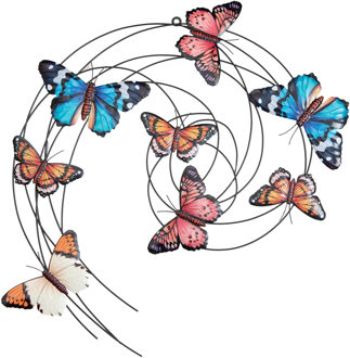 Anna's Collection Tuindecoratie vlinders - 3D - gekleurd - 65,5 cm - muur/schutting decoratie