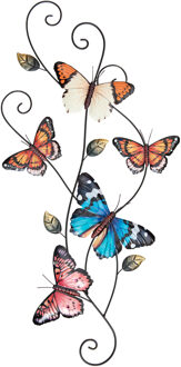 Anna's Collection Tuindecoratie vlinders - 3D - gekleurd - 67,5 cm - muur/schutting decoratie