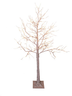 Anna's Collection Verlichte figuren witte lichtboom/metalen boom/berkenboom met 120 led lichtjes 130 cm