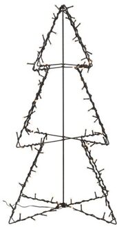 Anna's Collection Verlichte figuren zwarte 3D lichtboom/metalen boom/kerstboom met 120 led lichtjes 77 cm - kerstverlichting figuur