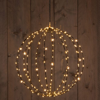 Anna's Collection Verlichte kerstbal hangdecoratie - D50 cm - 216 led - 24 flash lampjes - warm wit - metaal