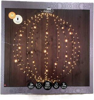 Anna's Collection Verlichte kerstbal hangdecoratie - D60 cm - 288 led - 24 flash lampjes - warm wit - metaal