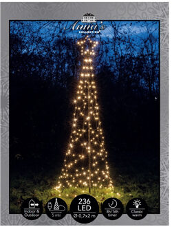 Anna's Collection Verlichte kerstboom - 236 leds - H200 cm - warm wit - kerstverlichting figuur