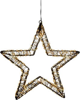 Anna's Collection Verlichte kerstster - 3D - D36 cm - 800 led lampjes -?warm wit - metaal - decoratie ster Zwart