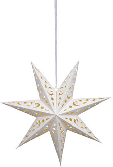 Anna's Collection Verlichte kerstster - wit - D38 m - papier - LED - warm wit - steady light - timer - binnen