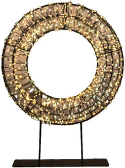 Anna's Collection Verlichte krans/decoratie ring - metaal - warm wit licht - D36 cm - 1200 micro led