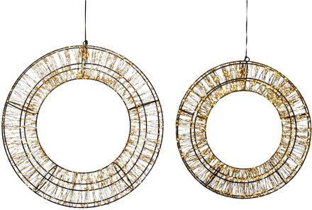 Anna's Collection Verlichte kransen/decoratie ringen - warm wit - metaal - kerstkrans