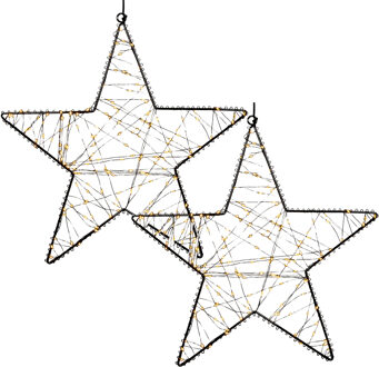 Anna's Collection Verlichte ster - 2x - 160 led lampjes - warm wit - D36 cm - verlichte figuren - kerstverlichting
