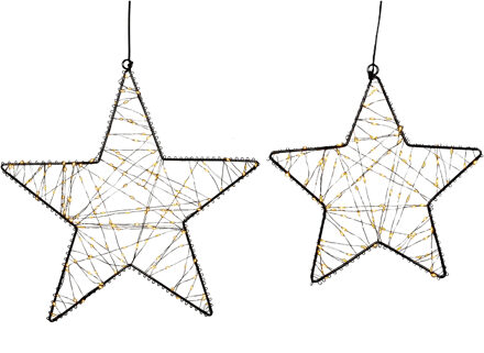 Anna's Collection Verlichte sterren - 2x - warm wit - 26 en 36 cm - LED verlichting