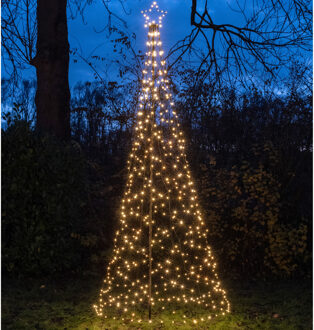 Anna's Collection Vlaggenmast kerstboom met ster - 480 leds - 320 cm - warm wit?- kerstverlichting