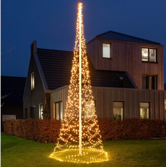 Anna's Collection Vlaggenmast kerstboom met ster - verlichting - 1240 leds - D200 x H600 cm - klassiek