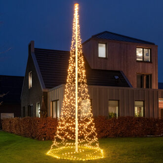 Anna's Collection Vlaggenmast kerstboom met ster - verlichting - 1240 leds - flash - D200 x H600 cm - klassiek