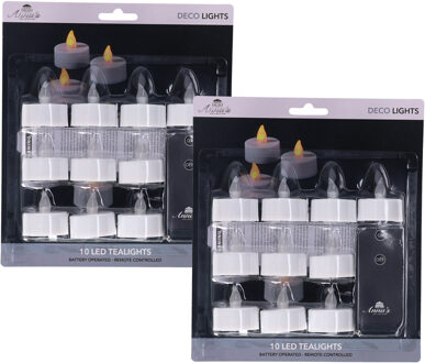 Anna's Collection Waxinelichtjes - LED - 20x st - afstandsbediening - theelichtjes