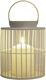 Anna's Collection Windlicht/kaarsenhouder buiten lantaarn - wit - 15 x 18 cm - metaal - Incl. LED kaars